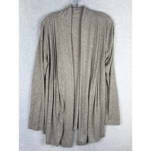 Long-Sleeve Open Front Beige Cardigan Unbranded Stretch-Rayon Knit Size L‎